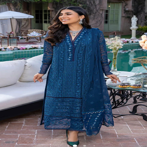 Azure Embroidery Chiffon Pakistani Beautiful Suit